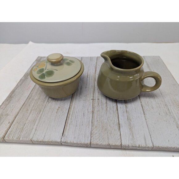 Vintage Set of Franciscan Earthenware Pebble Beach Sugar Dish and Creamer - Picture 1 of 10